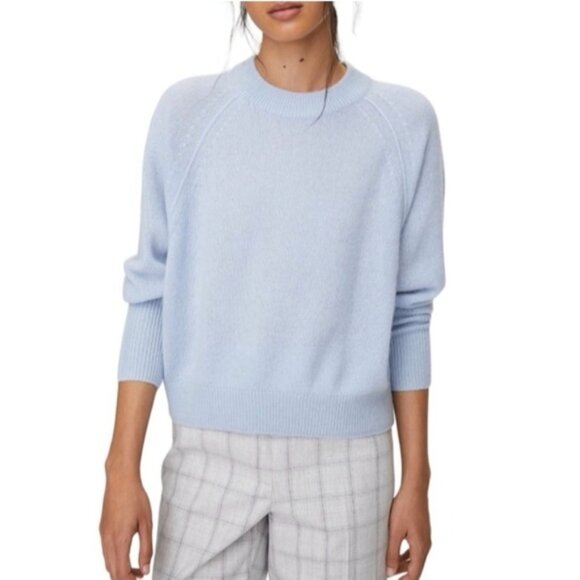 NEW BABATON Luxe Cashmere Crew Sweater Baby Blue Crewneck Wool XS ARITZIA - Picture 2 of 13